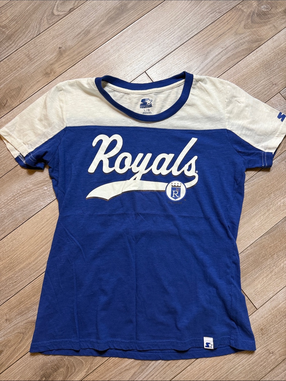 STARTER Royals Blue and Cream Baseball Ringer Tee